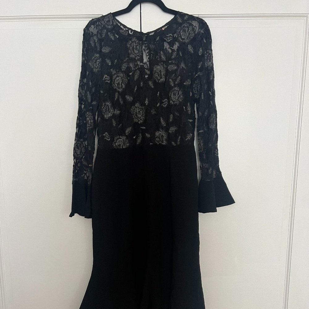Slate & Willow Lace Midi Dress with Trumpet Sleeves